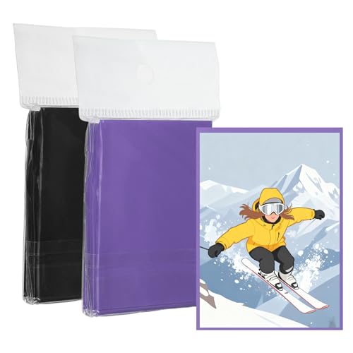 Matte Card Sleeves, Trading Card Sleeves Deck Protectors Perfect for Trading Cards & Baseball & Sports & Magic Gathering & Magic Game Cards (Black/Purple, 100 Pcs) - color: Black/Purple