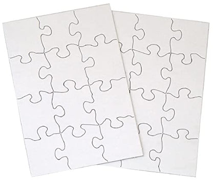INOVART Puzzle-It 12-Piece Blank Puzzle, 24 Puzzles Per Package, 5-1/2" x 8", White - size: 12 Pieces (5.5 x 8 in), style: 24 Puzzles Per Package