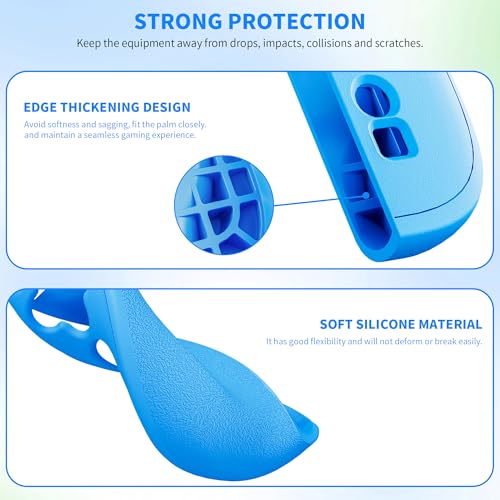 FUNDIARY Blue+Blue Grips Cover Compatible with Switch 2 Controller, Silicone Grip Accessories Bundle for Switch 2 Controllers with Ergonomic and Anti-Slip Design Controller Case and 2 Thumb Caps - color: Blue