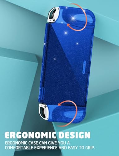 Mumba Case for Nintendo Switch OLED 2021 [Thunderbolt Series] Clear Protection with Ergonomic TPU Handle Compatible with New Switch OLED 7 inch Console and Joy-Con (Blue) - color: Blue