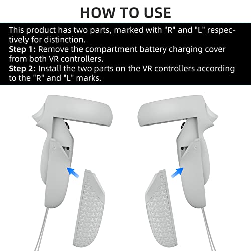 1 Pair Battery Charging Covers Compatible with Oculus / Meta Quest 2 Controller, Replacement Parts Kits Accessories, Anti-Slip Texture Design, Enhanced Hand Feeling - Grey (Same As The Controller)