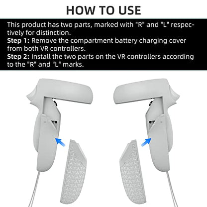 1 Pair Battery Charging Covers Compatible with Oculus / Meta Quest 2 Controller, Replacement Parts Kits Accessories, Anti-Slip Texture Design, Enhanced Hand Feeling - Grey (Same As The Controller)