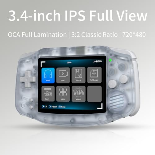 Anbernic RG34XX Retro Handheld Game Console Linux 3.4’’ IPS 720*480 Screen 64G Card 5000+ Classic Games RG34XX H700 64-bit 3500mAh Battery Game Player Compatible with Bluetooth WiFi Glacier - style: BRT-RG34XX-Glacier