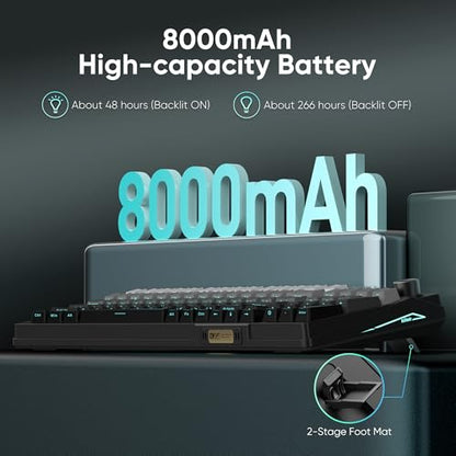 RedThunder K95 Wireless Mechanical Keyboard,TFT Screen & Knob, Trip-Modes Connection, Gasket Custom Hot-Swap Keyboard, RGB Backlit, Pre-lubed Linear Switches, Side Printed PBT Keycaps, Gray Gradient - color: Gradient Gray