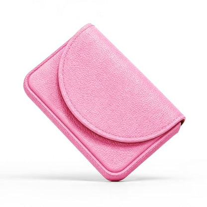 Business Card Holder，PU Leather Business Card Case Wallet Pink | Pocket Travel Name Card Case for Men and Women Gift，Portable Magnetic Business Card Carrier for Purse - color: Pink