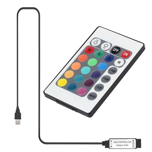 DC 5V 24 Key IR Remote Controller with 1m USB Inline IR Controller for 5050 2835 RGB LED Light Strip