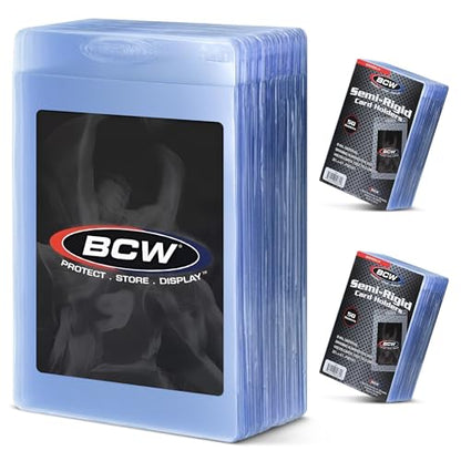 BCW Semi Rigid Card Holder #1 | 100 Pack | Semi Rigid Card Sleeves for Grading Preparation | Protective Holders for Sports & Trading Cards - size: 100 Pack