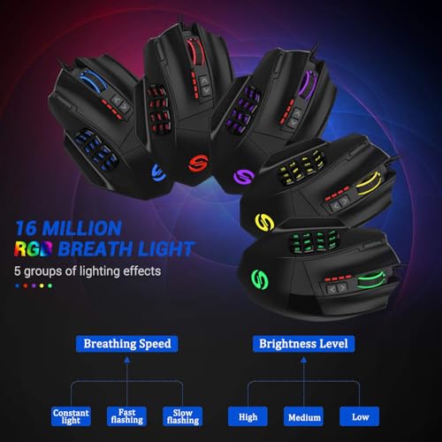 UtechSmart Gaming Mouse (Wired 2535-1, Black-Blue) - color: Black-Blue