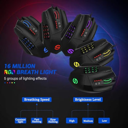UtechSmart Gaming Mouse (Wired 2535-1, Black-Blue) - color: Black-Blue