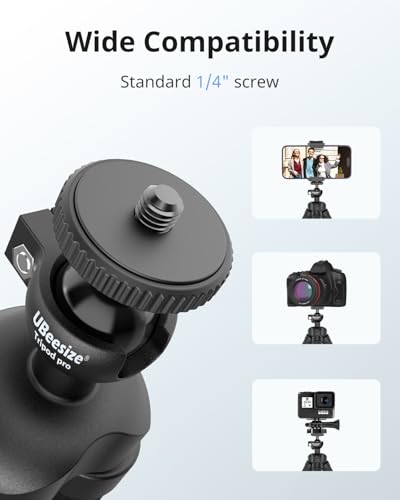 UBeesize Flexible Mini Phone Tripod, Portable and Adjustable Camera Stand Holder with Wireless Remote and Universal Clip, Compatible with Cellphones, Sports Cameras - style: Tripod pro