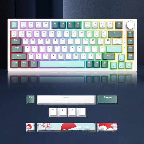 Owpkeenthy 75% Gaming Keyboard, Forest, 82 Key Wired Mechanical - color: Forest/Red Switch