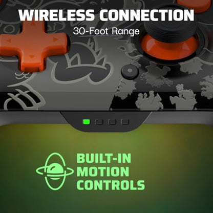 PDP REMATCH GLOW Wireless Nintendo Switch Pro Controller, Full Motion Controls – Licensed for Nintendo Switch. & Lite & OLED Model, Rechargeable Battery Power, Glow in the Dark: Blackout Bowser - color: Bowser