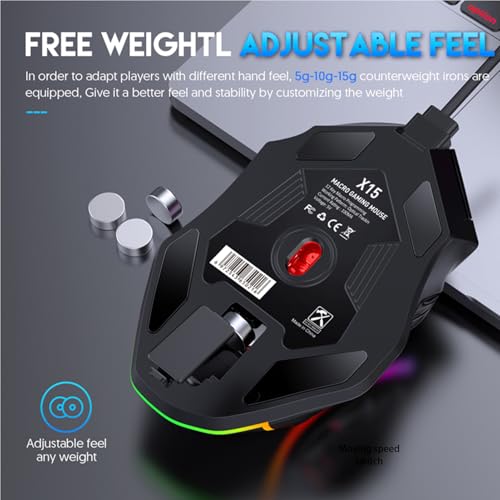RGB Gaming Mouse, Customizable Buttons, 12800DPI, 13 Light Effects, 1000Hz Polling Rate, Wired Gaming Mouse for Computer Laptop, Ergonomic Design for Long Sessions