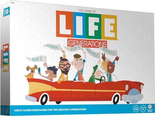 Joy for All Games - The Game of Life Generations - Generational Spaces - Bigger Easy-To-Read Action Cards - Friends & Family Game, Fun Multigenerational Board Game For Seniors, Kids, Teens, and Adults - style: The Game of Life Generations