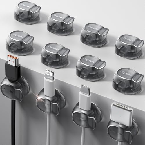 12Pack Cable Clips - Chfeila Latest Dual Spring Cord Organizer with Clasp Lock, [Max Stability] Desk Cable Management, Adhesive Phone Charging Wire Holder for Nightstand/Car/Wall, Office Accessory - color: Clear Black, size: 12-Pack