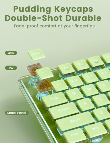 Wireless Keyboard and Mouse Combo - 9 Backlit Effects, Wrist Rest, Double-Shot Keycaps, Metal Panel, Long-Lasting Rechargeable, 2.4G Keyboard Mouse Set for Windows Mac PC Laptop – Sablute (Green) - color: Green