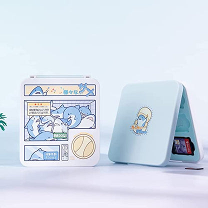 GeekShare Portable Switch Game Card Case-Switch Game Holder Case with 12 Game Card Slots-Game Card Cartridge Carrying Storage Box Compatible with Nintendo Switch- Cute Shark, Multicolor