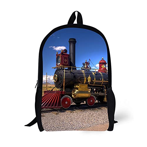 Train Backpack 17 Inch Bookbag Studuent School Bag for Kids Boys Girls Mens, Black - color: Black Train