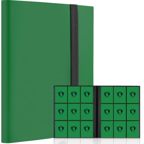Premium Card Binder 9 Pocket, Premium Card Book for 360 Cards, Sturdy Card Album for Collectible Cards, Side-Loading Card Collection Folder for TCG, Other Game Cards, Sport Cards，Green - color: 1-Green, size: 9 Pocket 360