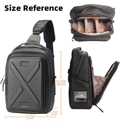 Camera Hard Shell Case Crossbody Camera Sling Bag Small Waterproof Photography Bag for Mirrorless and DSLR Cameras - color: Black