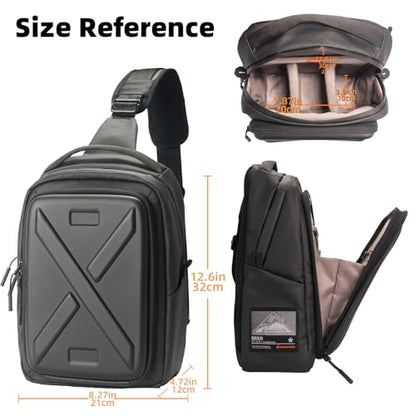 Camera Hard Shell Case Crossbody Camera Sling Bag Small Waterproof Photography Bag for Mirrorless and DSLR Cameras - color: Black