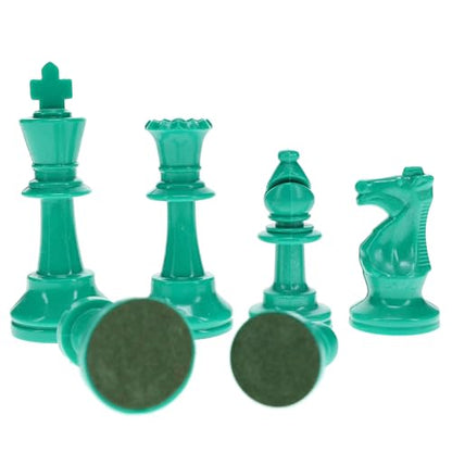 WE Games Color Bright Plastic Staunton Tournament Chess Pieces with 3.75 in. King - Half Chess Set of Chess Pieces Only, Teal Green - color: Teal Green