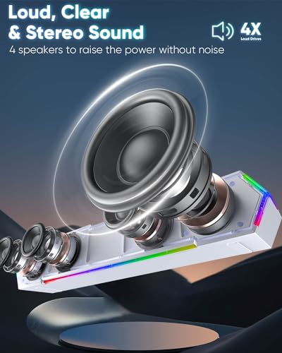 LENRUE G11 Computer Speakers for Desktop, Touch Lights PC Speakers with Surge Clear Sound, USB C/USB Powered for Computer Desktop PC Laptop Monitor (White) - color: White