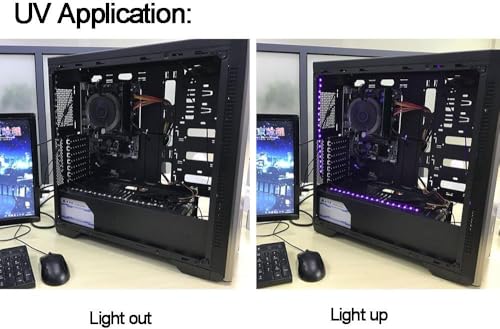 DS PC LED Flexible Light Strip Computer Lighting UV Purple with Magnetic for PC Case Computer Lighting Kit (390nm, 11.8INCH The 2nd Gen, S Series，Purple) - color: Purple