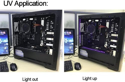 DS PC LED Flexible Light Strip Computer Lighting UV Purple with Magnetic for PC Case Computer Lighting Kit (390nm, 11.8INCH The 2nd Gen, S Series，Purple) - color: Purple