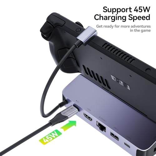 QUUGE Steam Deck Dock, 6 in 1 Valve Steam Deck Docking Staion with 2*USB-A & USB-C 5Gbps, HDMI 2.0 4K60Hz Output, 1000M Ethernet Gigabit, 100W Charging, Steam Deck Accessorie