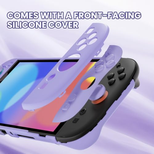 PlayVital Protective Case for Nintendo Switch 2 - Cute Dockable Hard Case Shell for Switch 2 with Thumb Grip & Sticker & Button Caps, Anti-Scratch & Shockproof Cover Skin - Light Violet - color: Light Violet