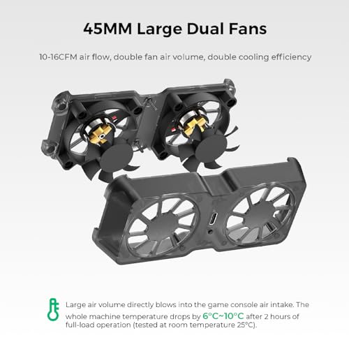 Magnetic Cooling Cooler For Steam Deck ROG Ally X For Legion Go Handheld Game Console 45mm Dual Fan, 6000RPM 3 Speed Adjustable Portable Lightweight Cooling Fan With 10-16CFM Airflow Thermal Accessory