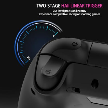 ASRVA Black 2.4G Wireless Game Controller, No Bluetooth, Hall Effect Gamepad with Metal Rear Macro Buttons, Wired Plug & Play, Compatible with PC Mac Steam Deck PS3 Switch Android - color: Black