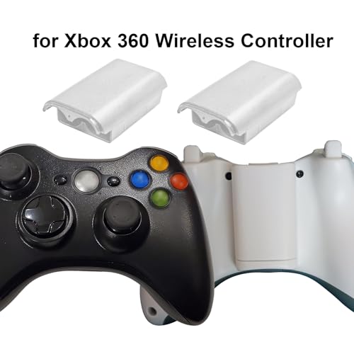 2 Pack Battery Cover Case for Xbox 360 Wireless Controller,Replacement Battery Pack Shell Compatible with Xbox 360 - White - color: 2pcs-White