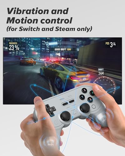 8Bitdo Pro 3 Bluetooth Controller with TMR Joysticks (Gray) | Swappable ABXY Buttons, Pro Back Buttons, Hall Triggers, Charging Dock, for Switch/Switch 2, Windows, Apple, SteamOS, Android - color: Gray, size: Pro 3