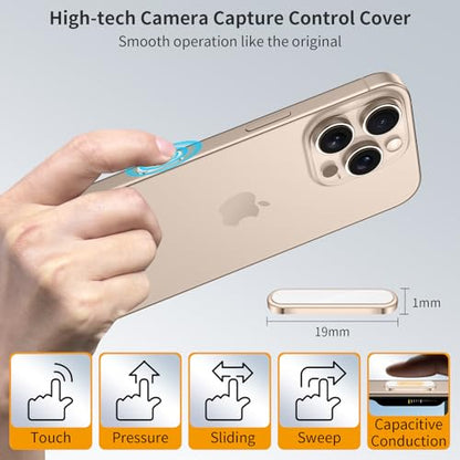AMANECER 2 Pack Camera Control Button Protector for iPhone 16 Pro/16 Pro Max/17 (Standard), Auto-Alignment Sensitive Capacitive Protective Cover fit Apple Phone Side Click Capture Key, Desert Titanium