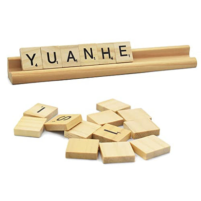 Yuanhe Scrabble Letter Tile Holders - Wooden Scrabble Rack Tray Set of 4, for Crafts and Game Stands - style: 4PCS