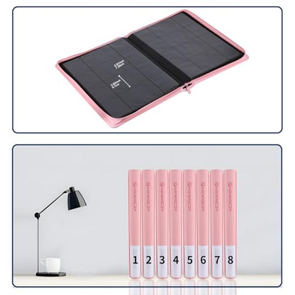 Snekdy premium 1024-pocket trading card binder, 16-pocket cards album, waterproof PU-leather Cover album with side loading, holds gaming, baseball, basketball & sports cards (Pink) - color: Pink