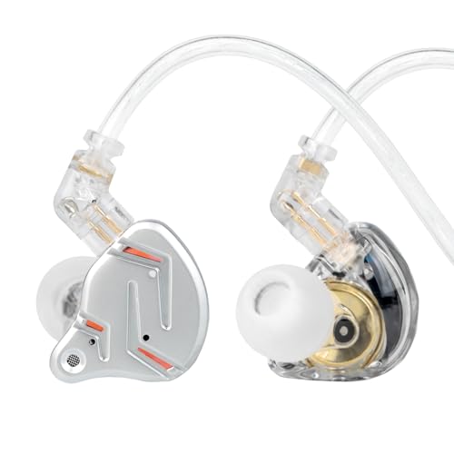 2026 Latest KZ ZST PRO X in Ear Monitor Headphones, 1BA 1DD Hybrid Driver Wired Gaming Earbuds, Deep Bass Sound Wired Ear Buds, HiFi IEM for Gaming Music Singer Musician Drummer DJ (with mic, Silver) - color: Silver, style: with mic