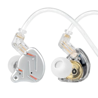 2026 Latest KZ ZST PRO X in Ear Monitor Headphones, 1BA 1DD Hybrid Driver Wired Gaming Earbuds, Deep Bass Sound Wired Ear Buds, HiFi IEM for Gaming Music Singer Musician Drummer DJ (with mic, Silver) - color: Silver, style: with mic