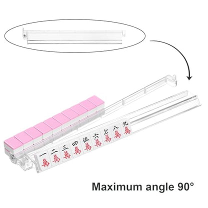 Mahjong Racks with Pushers 4PCS Set Majiang Tile Holder Acrylic Mahjong Racks Accessories and Gifts - color: Clear