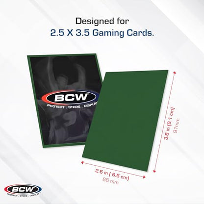BCW Deck Guard - Double Matte Card Sleeves | 500 Count Box (10 Packs of 50 Sleeves) |Acid-Free, No PVC | Fits 2.5" x 3.5" Game Cards | Archival Safe Sleeves for Card Protection (Green) - color: Green