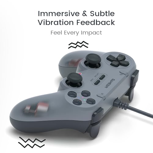 GameSir Tegenaria Wired Controller, Hall Sticks, Vibration for PC/Android | Wired Gaming Controller for PC/Switch, iOS, Android, Hall Effect Sticks, Low Latency, 1000Hz Polling Rate, Turbo - color: Retro Grey