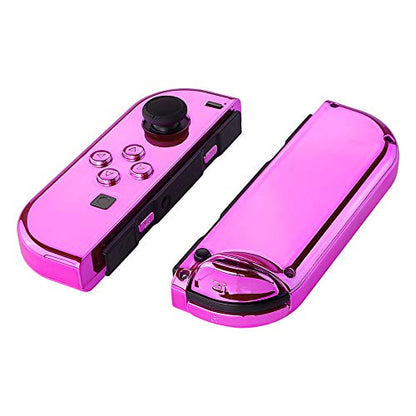 eXtremeRate DIY Replacement Shell Buttons for Nintendo Switch & Switch OLED, Chrome Pink Custom Housing Case with Full Set Button for Joycon Handheld Controller - Console Shell NOT Included - color: Chrome Pink