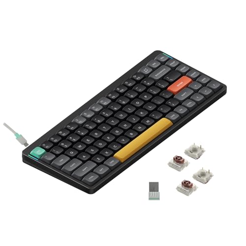 nuphy Air75 V2 Portable 75% Low Profile Mechanical Keyboard,Wireless Keyboard,Supports Bluetooth/2.4G/USB-C RGB Bluetooth Keyboards,Compatible with Windows/Mac OS/Linux Systems-Gateron Brown Switch - color: Black, size: Gateron Brown Switch