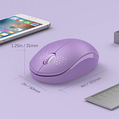 seenda Wireless Mouse for Laptop, 2.4G Noiseless Mouse with USB Receiver - Optical Tracking Portable Computer Mice for Chromebook, PC, Tablet, Windows System, 24 Months Battery Life - Purple - color: Purple