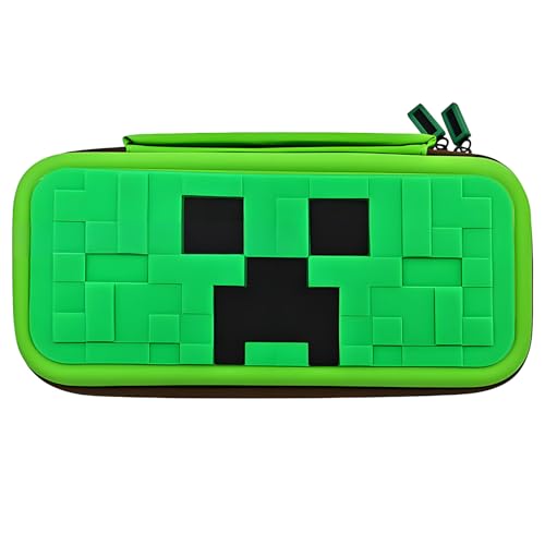 QUBAMG Switch 2 Carrying Case, Hard Shell Protective Carry Travel Case Compatible with Nintendo Switch 2 (2025) Pouch with Built-in Stand 5 Games Cartridges for Console & Accessories Green Pixel - color: Switch 2 Green