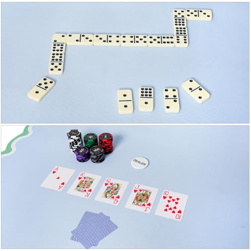 TIASUSAN Blue Mahjong Mat (31.5” x 31.5”) with Black Carrying Bag, Anti-Slip, Noise-Reducing Mahjong Mat for Table, Poker, Board Games, Dominoes, and Card Games - color: Blue