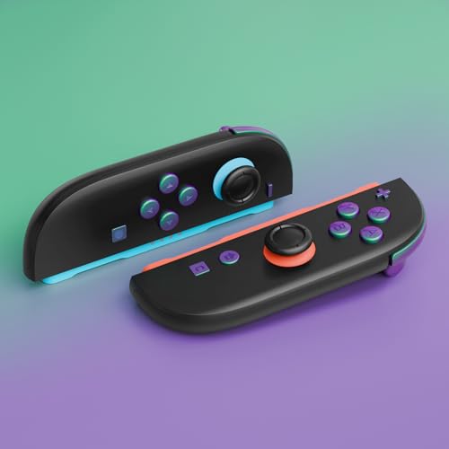eXtremeRate DIY Replacement Full Set Buttons for Joycon 2, Custom ABXY Direction Keys Dpad + - C Home Capture Release L R ZR ZL Trigger Buttons for Nintendo Switch 2 Controller- Chameleon Green Purple - color: Chameleon Green Purple