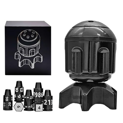 Roulette Dice Spinner for DND Dice Set, 7 Metallic Polyhedral D&D Dice with Gift Case for DND Game, RPG Role Playing Table Game Gifts (Black) - color: Black